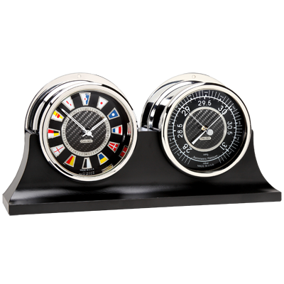 Carbon Fiber Flag Clock and Barometer